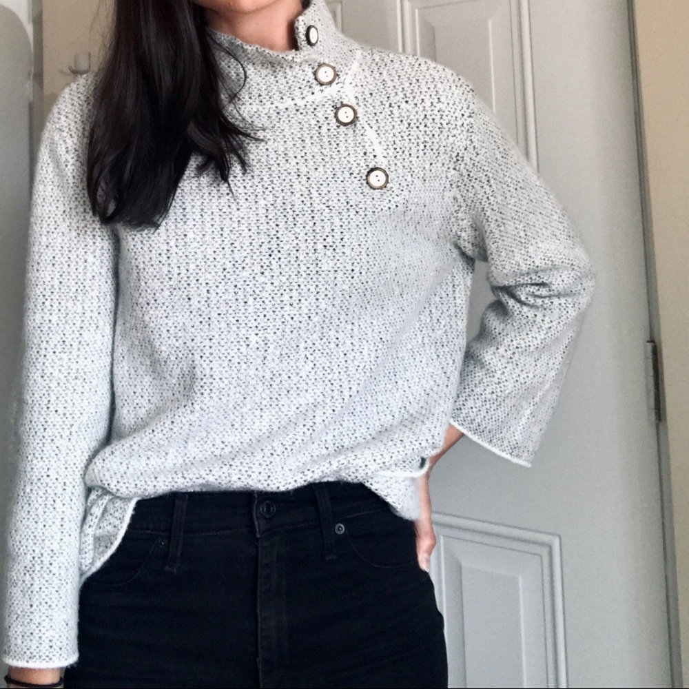 Black & white button sweater